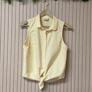 Sezane Sleeveless Tie-Front Blouse Yellow Size EU 38 / US 6